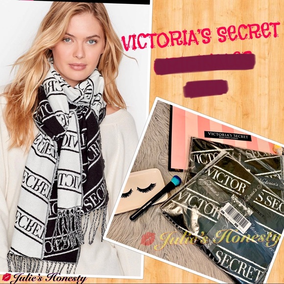 NWT VICTORIA’S SECRET LOGO STRIPE LONG SCARF - Picture 2 of 2